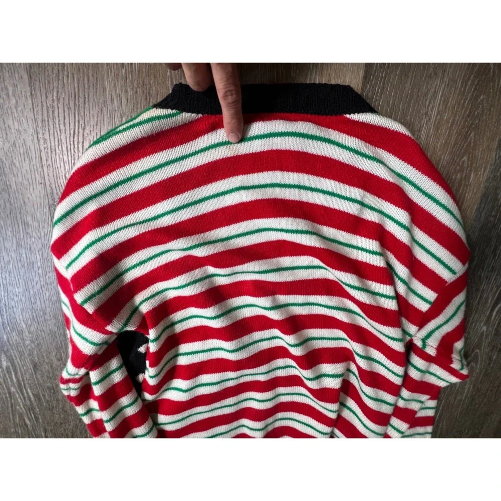 Eyeshadow Cardigan Sweater Womens Large Red Green Patchwork‎ Ugly Christmas Knit